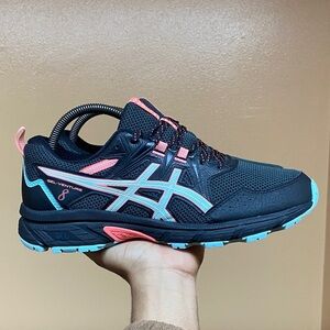 ASICS Gel-Venture 8 Trail Running Sneakers Black Clear Blue Coral Pink Size 10